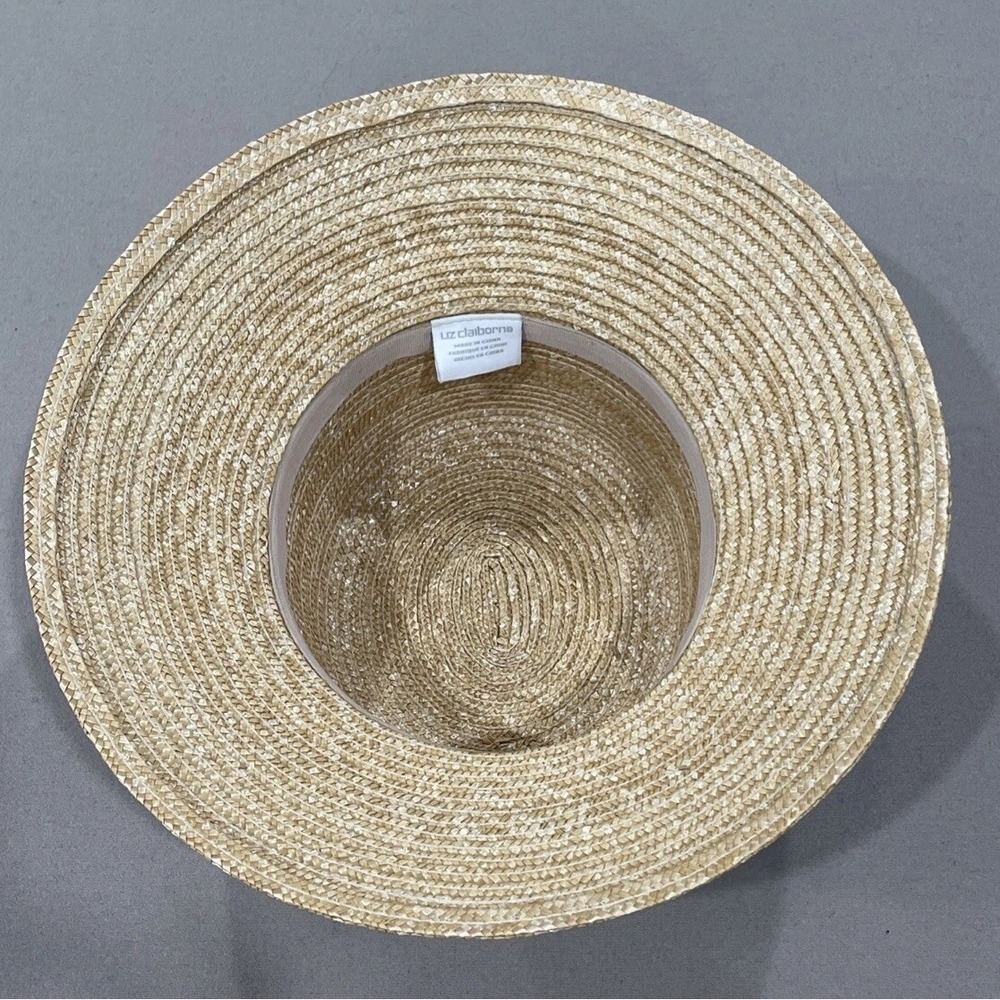Liz Claiborne Straw Sun Hat Purple Flower 90's Cottage Core Boho Grandma Core - Picture 6 of 8